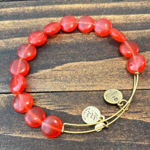 Alex and Ani Red Beaded Bracelet with Gold Accents